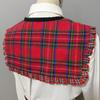 Decorative Ruffled Trim False Collar Neckline for Women Vintage Checkered Plaids Shawl Scarf Bows Tie Capelet Ponchos