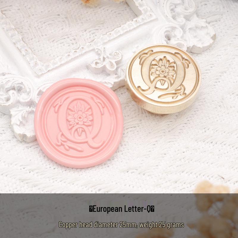 Wax Seal Stamp Head with 26 A-Z Letter Patterns - Retro Copper Design for Envelopes