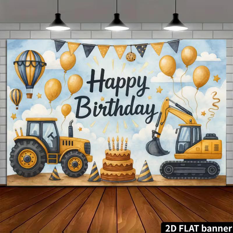2D Bagger Traktor Alles Gute zum Geburtstag Fotografie Hintergrund