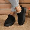 Damen Chunky Plateau Schneestiefel - Runde Zehenpartie Schlupf-Stiefeletten mit Plüsch-Faux-Fur-Futter für den Winter, Gemütliche Retro-Stiefel