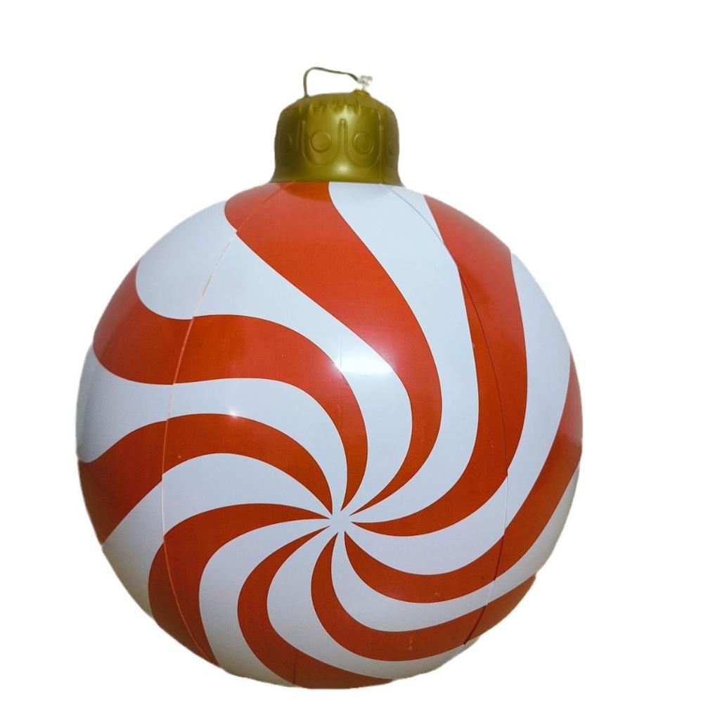 Weihnachten aufblasbarer Ball Lutscher-Design 23 Zoll Outdoor Weihnachten Riesen Garten Dekoration aufblasbare rote grüne Bälle Kinderspielzeug 2025