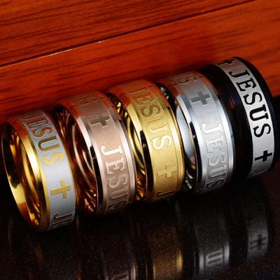 Cooler Unisex-Fingerring aus Edelstahl mit Jesus-Kreuz und Christentum
