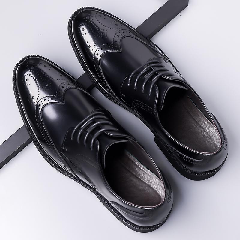 Fashion Men Business Leather Shoes Anti-slip Wearable Men's Leather Oxfords Shoes Comfort Wedding Office Breathable Pointed Casual Shoes