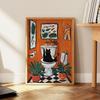 Bath Cat Print Matisse Funny Poster Pooping Pictures Orange Toilet Wall Decor Toilet Bathroom Bathtube Canvas Painting Decor