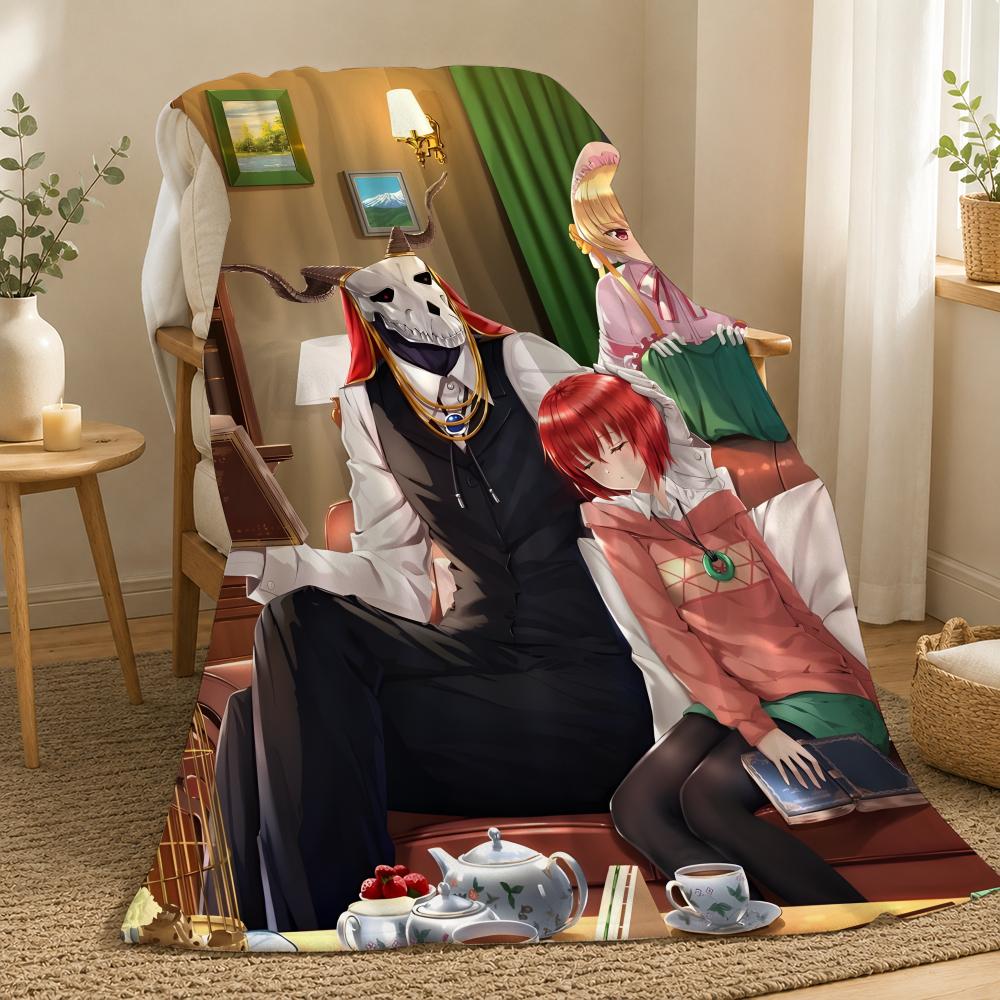 The Ancient Magus Bride Anime Throw 240g flannel blanket, suitable for sofas, beds, offices, exquisite gift blankets 75X95CM