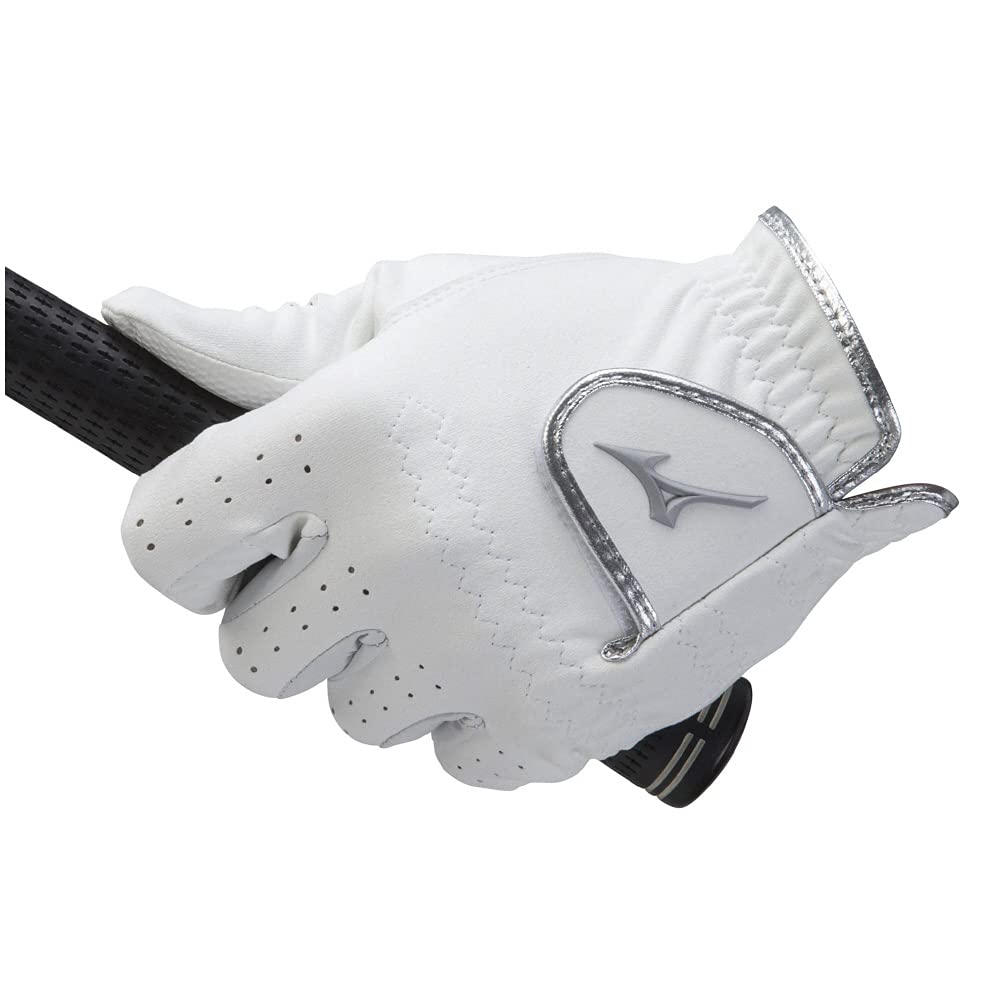 MIZUNO Mizuno Musou Golf Synthetic Leather and Synthetic Leather 5MJML151 Men's Gloves, Left-Handed, Palm Sheepskin, Back (Suede), White, 22cm,