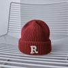 New R letter wool hat women's autumn and winter knitted hat parent-child cold hat trendy versatile casual warm hat