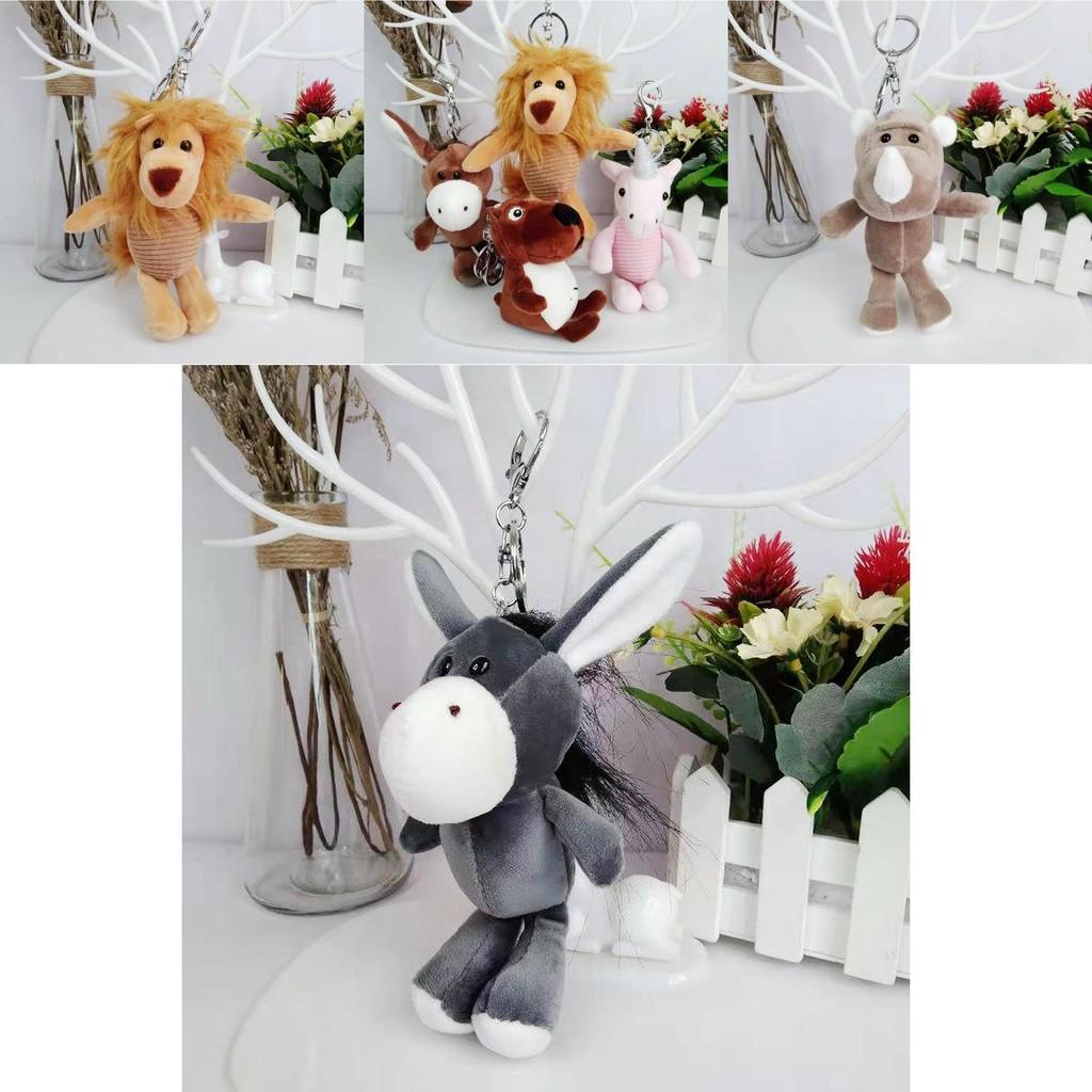 Charming Plush Animal Charm Keychain With Adorable Lion And Elephant Designs
