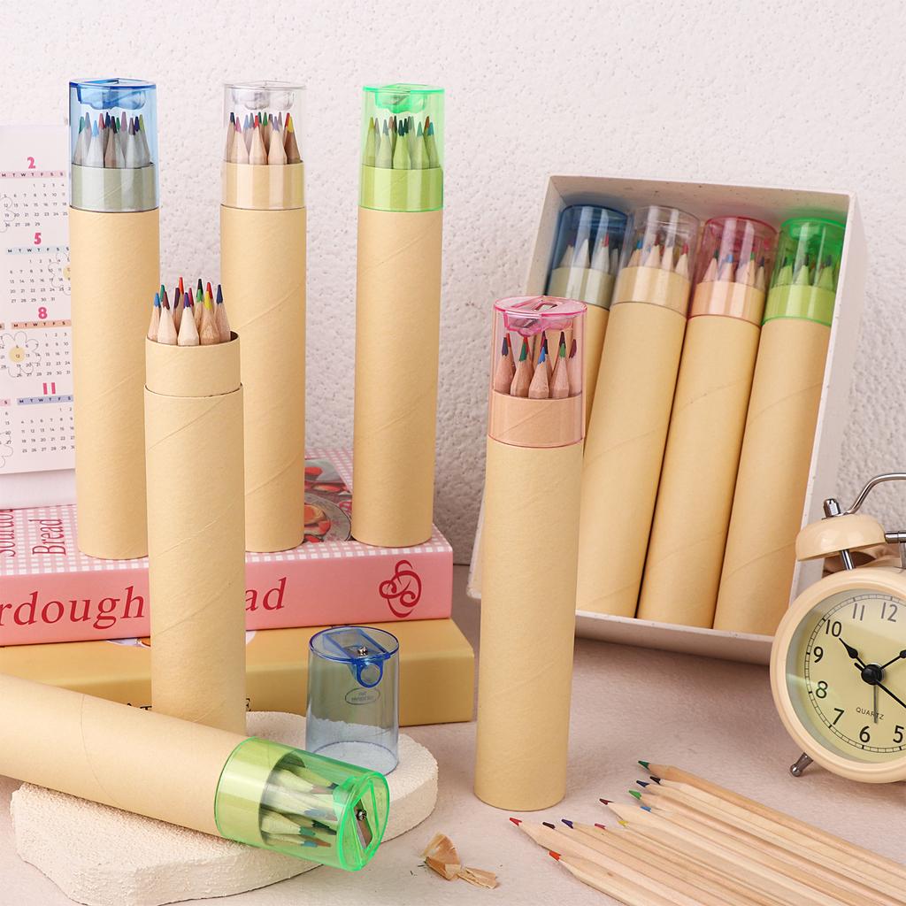 40 Pack Mini Drawing Colored Pencils With Sharpener 12 Color Mini Drawing Pencils Set 3.3Inch Short Fat Color Pencils In Tube Co