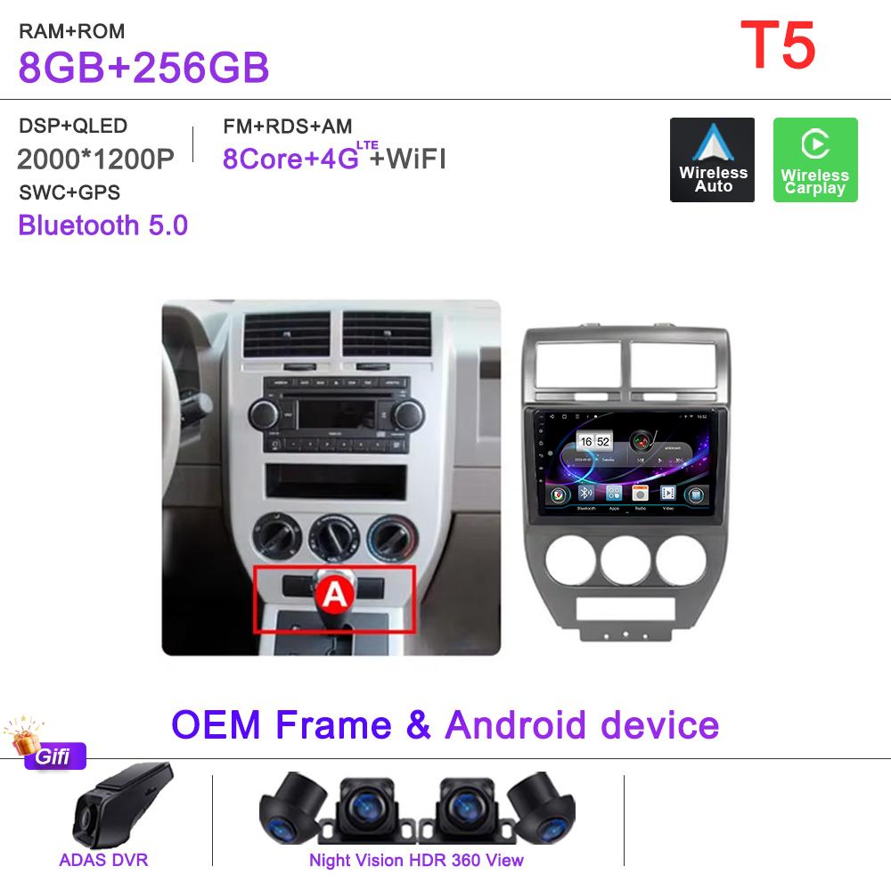 Android 16 Radio For Dodge Caliber Jeep Compass 1 MK Patriot 2006 - 2010 Multimedia Player Stereo Head Unit GPS Navigation HDR