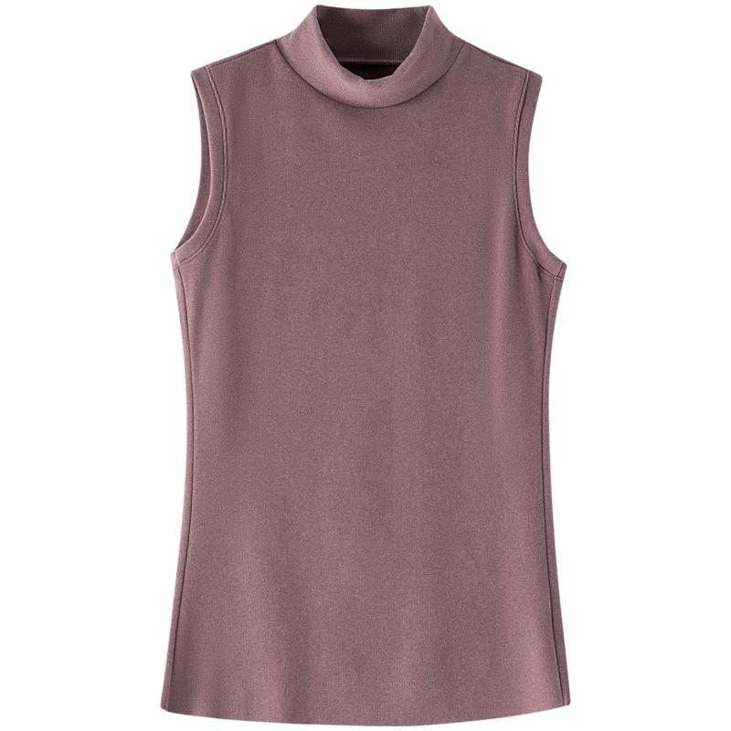 Women's Thermal Velvet Cationic Vest - Slimming Sleeveless, Half-High Collar for Autumn/Winter