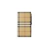 Vintage Check Leather Card Holder Beige Zipper Closure Daily Business Use 80792031