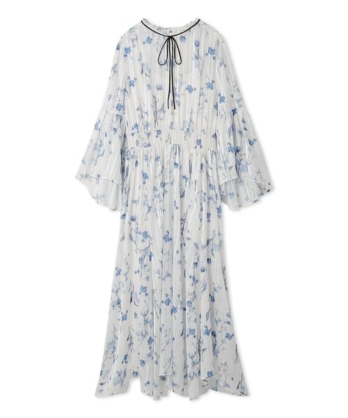 

Bowtie Flower Print Dress CWFO251063 BLU [Selford] Women s