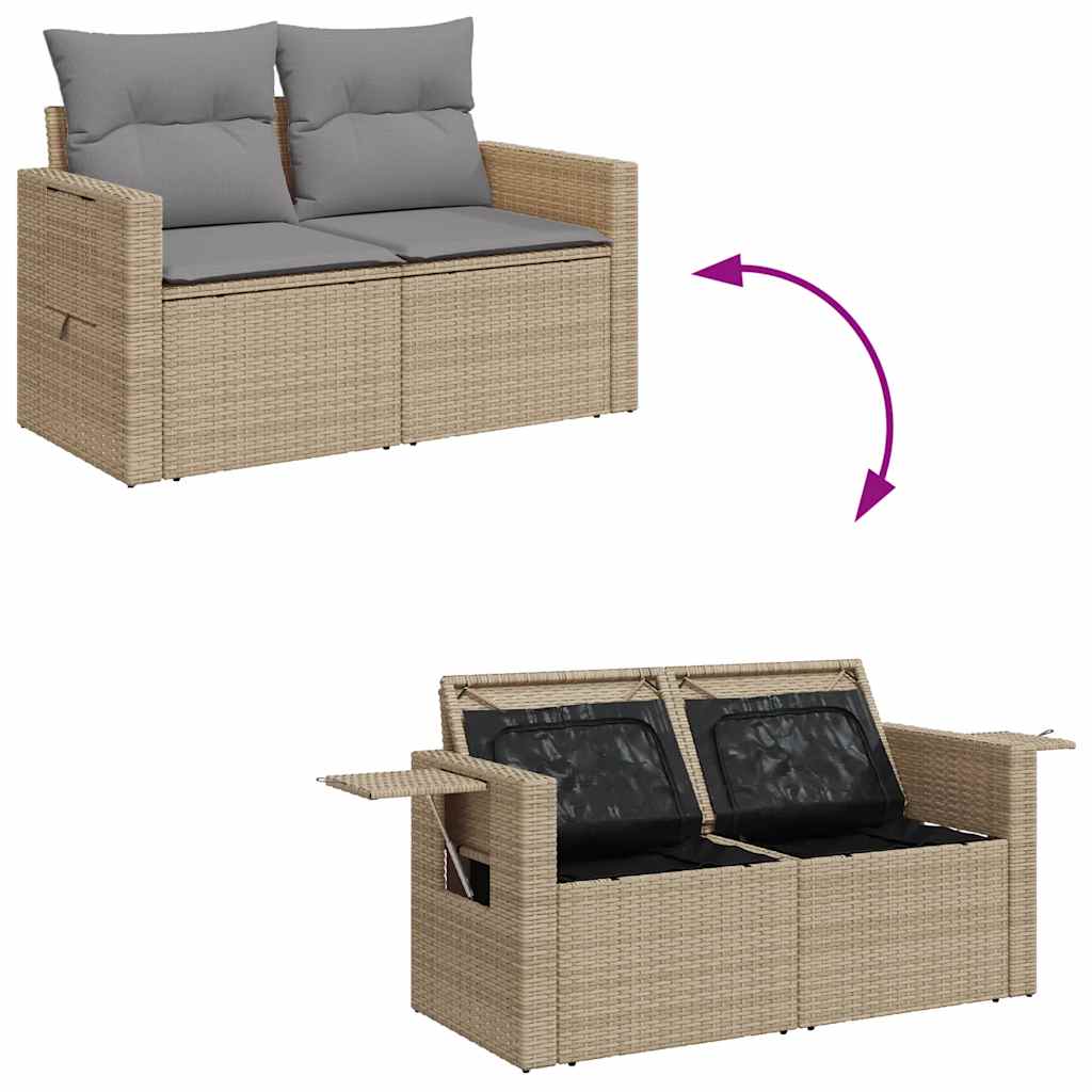 Vidaxl 6-Cz. Garden Furniture Set With Cushions, Beige, Poly Rattan