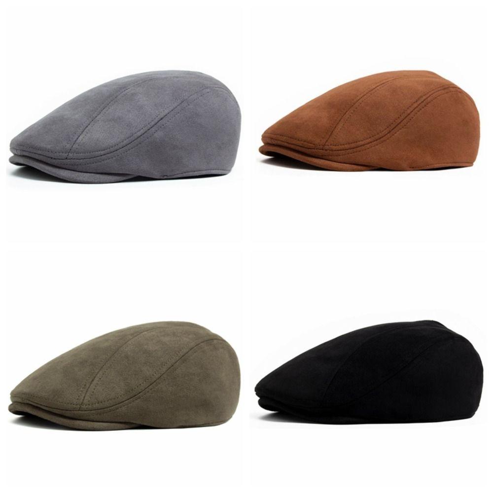 Smooth Winter Beret Cap Keep Warm Women Artist Hat Simple Peaked Cap  Outdoor