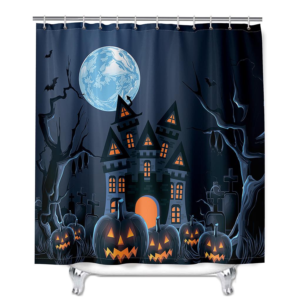 Happy Halloween Festive Adorable Cartoon Cute Pumpkin Ready-made Sheer Window Blinds Curtain Sets Suitable Bedrooms Children Living Interior Room