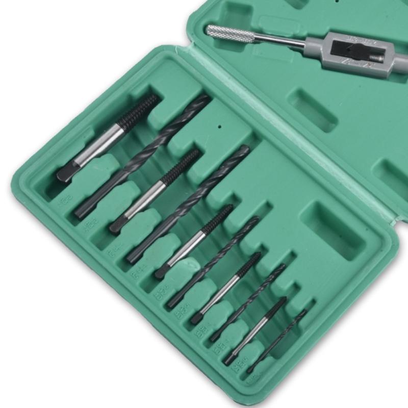11Pcs Professiona Broken Screw Puller Coarse Tooth Fine Tooth Faucet Broken Wire Puller Screwdriver Tool Plastic Box