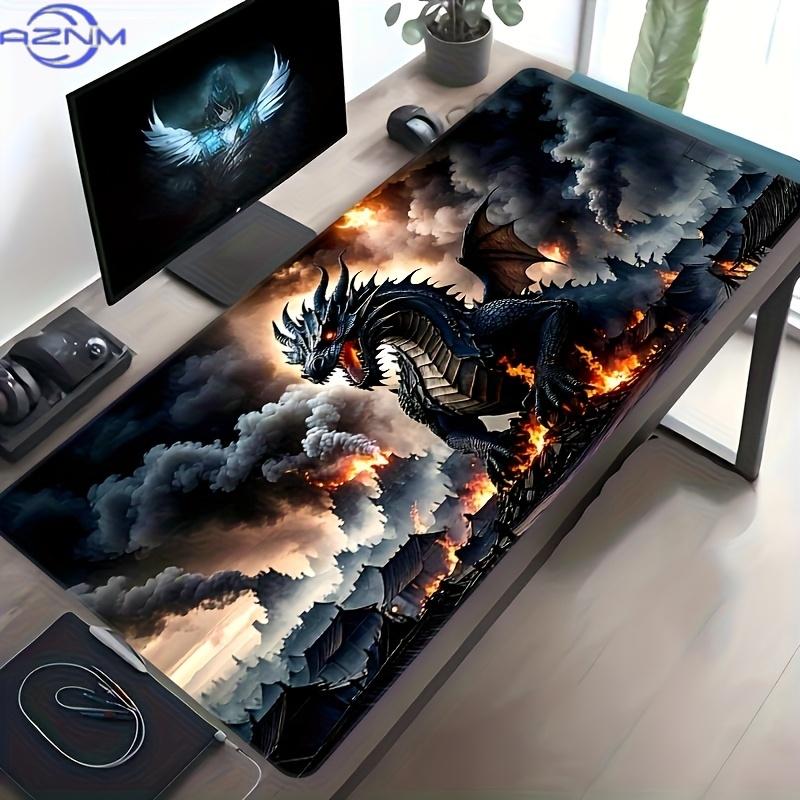 Fantasy Black Dragon Large Desk Mat Antislip Rubber Mousepad For Esport Gaming Room Pc Keyboard Workstation Desktop Decor