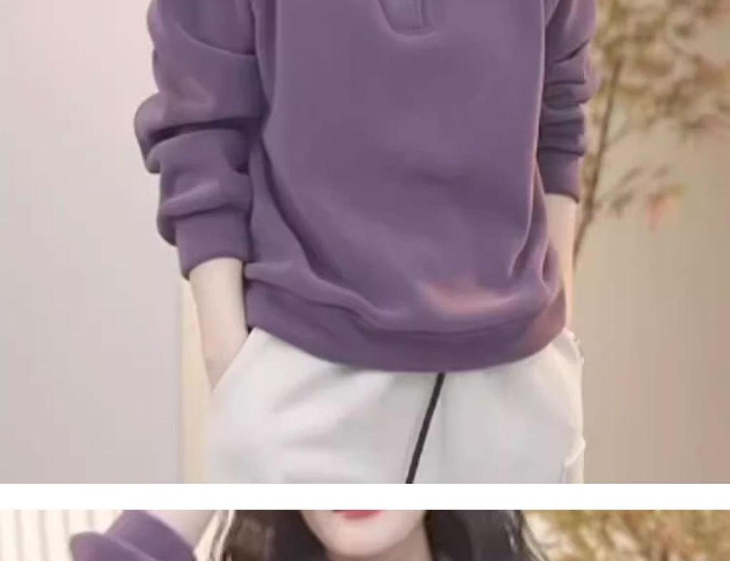 Women's 2025 Autumn/Winter Velvet Sweatshirt: Button Stand-Up Collar, Loose Fit, Plus Size, Fleece-Lined, Warm, Long-Sleeved Top