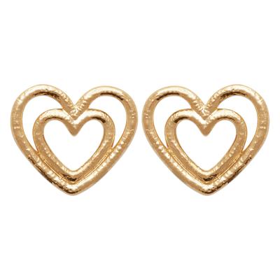 [R7456] - Gold Plated 'Cléopatra' Earrings - 12x10 Mm (heart- Love)