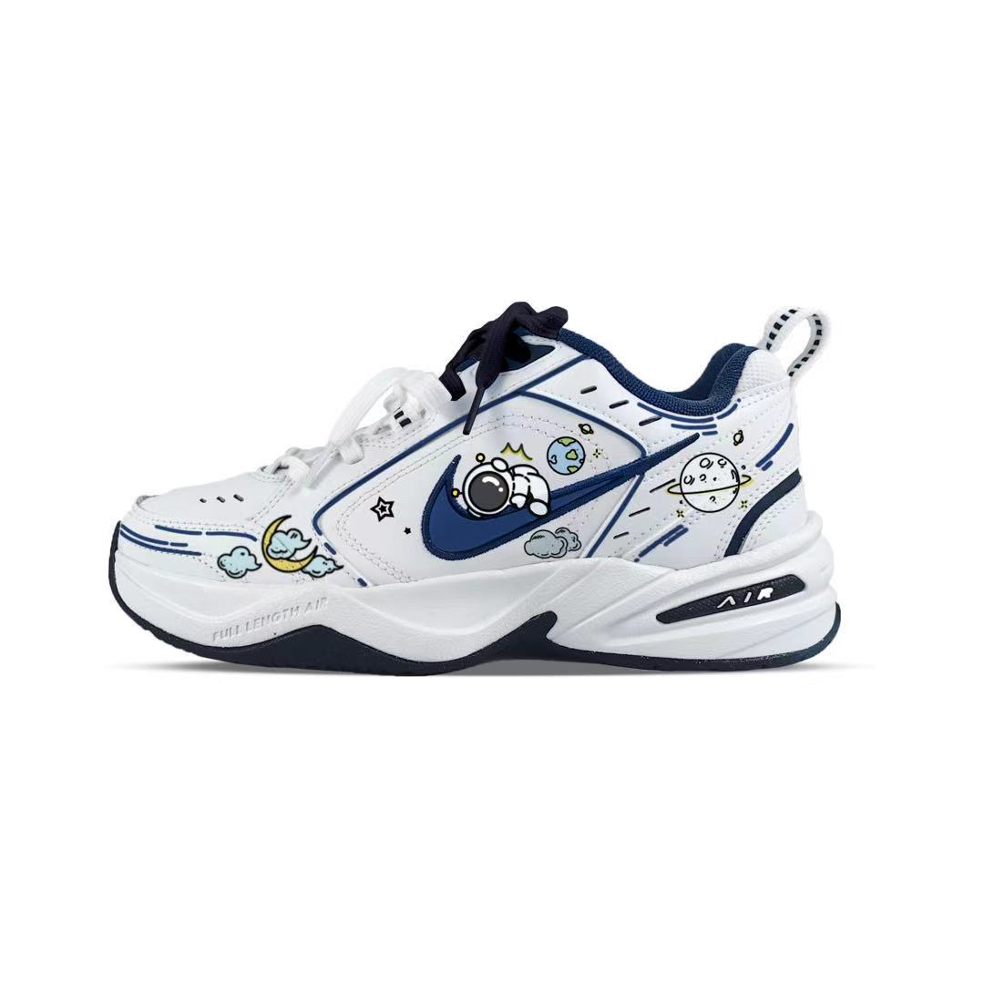 

Nike Air Monarch 4 Abrasion Resistant Breathable Low top Chunky Sneakers Unisex Blue White 415445-102(team183-) 40.5