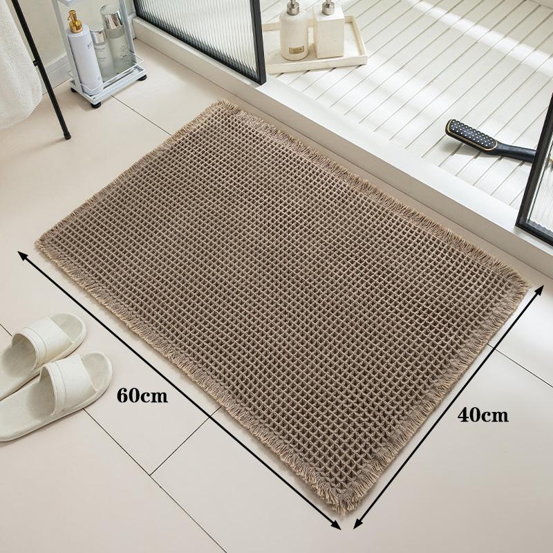 Waffle Bathroom Mat Non Slip Absorbent Bath Rug Soft Quick Dry Washable Doormat for Toilet Shower