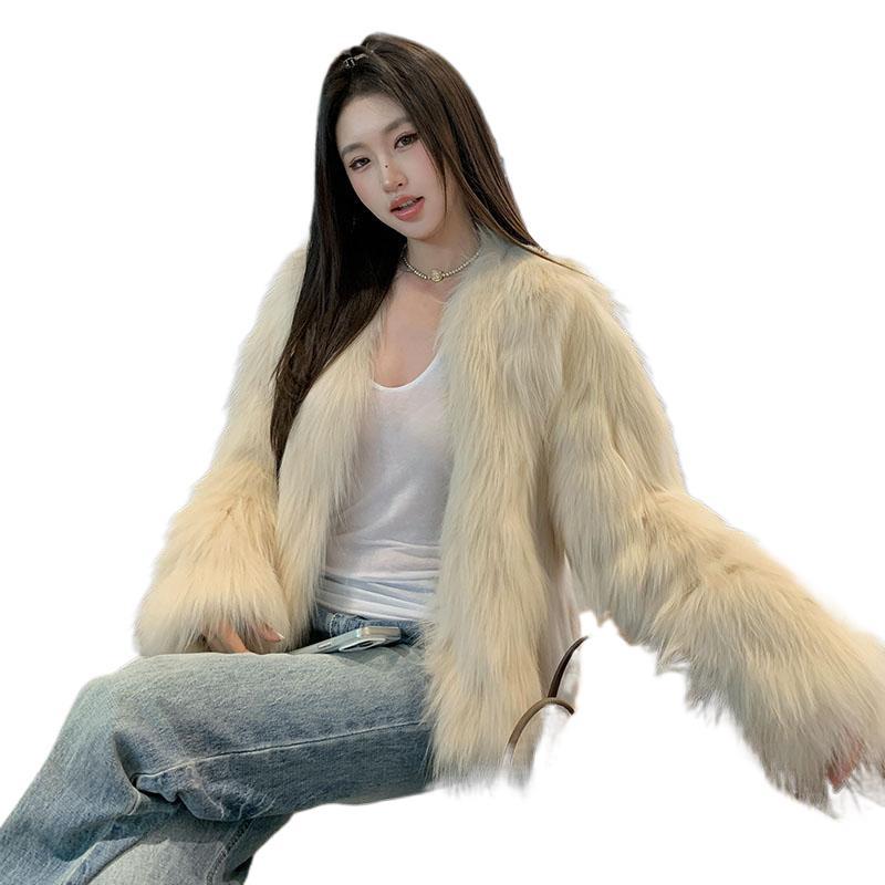 Imitation Rex rabbit fur integrated coat women's autumn and winter furry feeling rich daughter fur fur