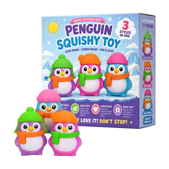 Penguin Squeeze Toy Set Stress Relief Slow Rise Balls