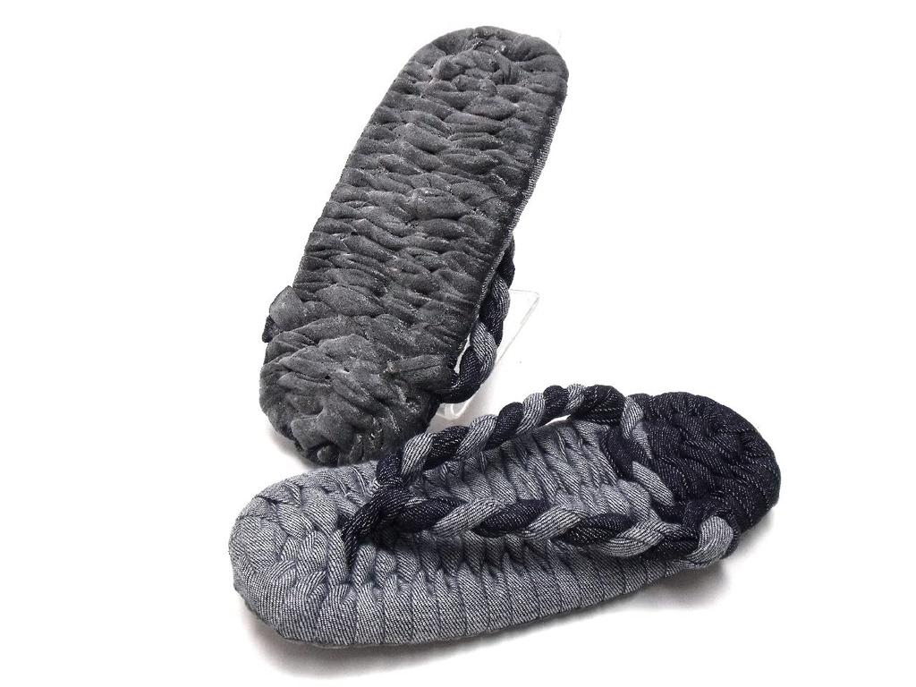 cloth sandals in navy blue denim 20cm Elastic-lined (DENI-2)