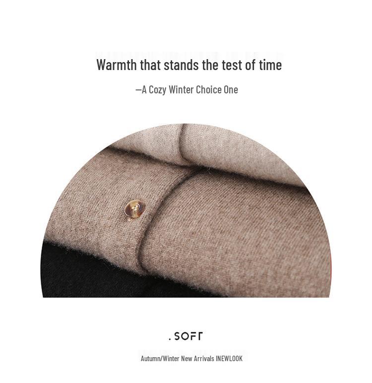 Women's POLO Collar Cashmere Knit Cardigan - 2026 Autumn/Winter Collection, Gentle Style, Solid Color, Single-Breasted.