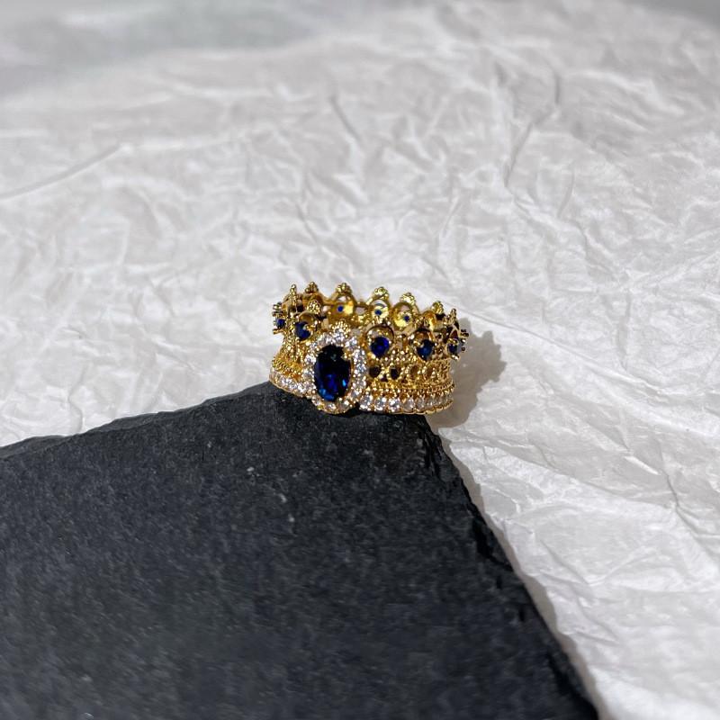 Exquisite Geometric Style Adjustable Open Ring With Colorful Zirconia Stones For Women