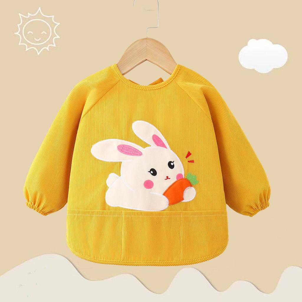 Waterproof Corduroy Baby Coveralls: Stain-Proof Unisex Autumn/Winter Eating Apron & Bib