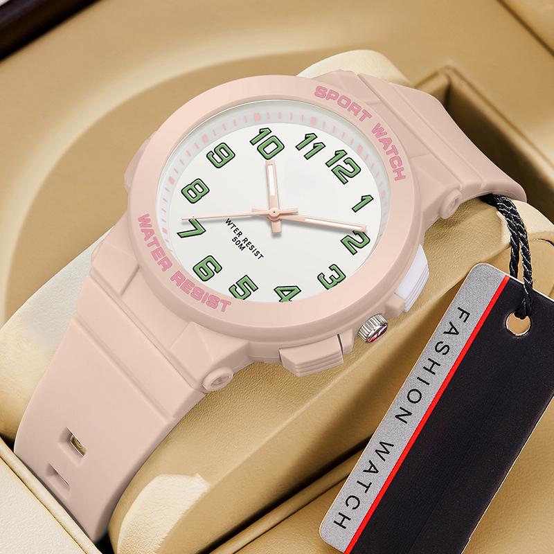 

Модный дизайн, мягкие студенческие часы с ремешком из ТПУ, глубина 50 м, водонепроницаемые кварцевые часы, детские модные спортивные наручные часы