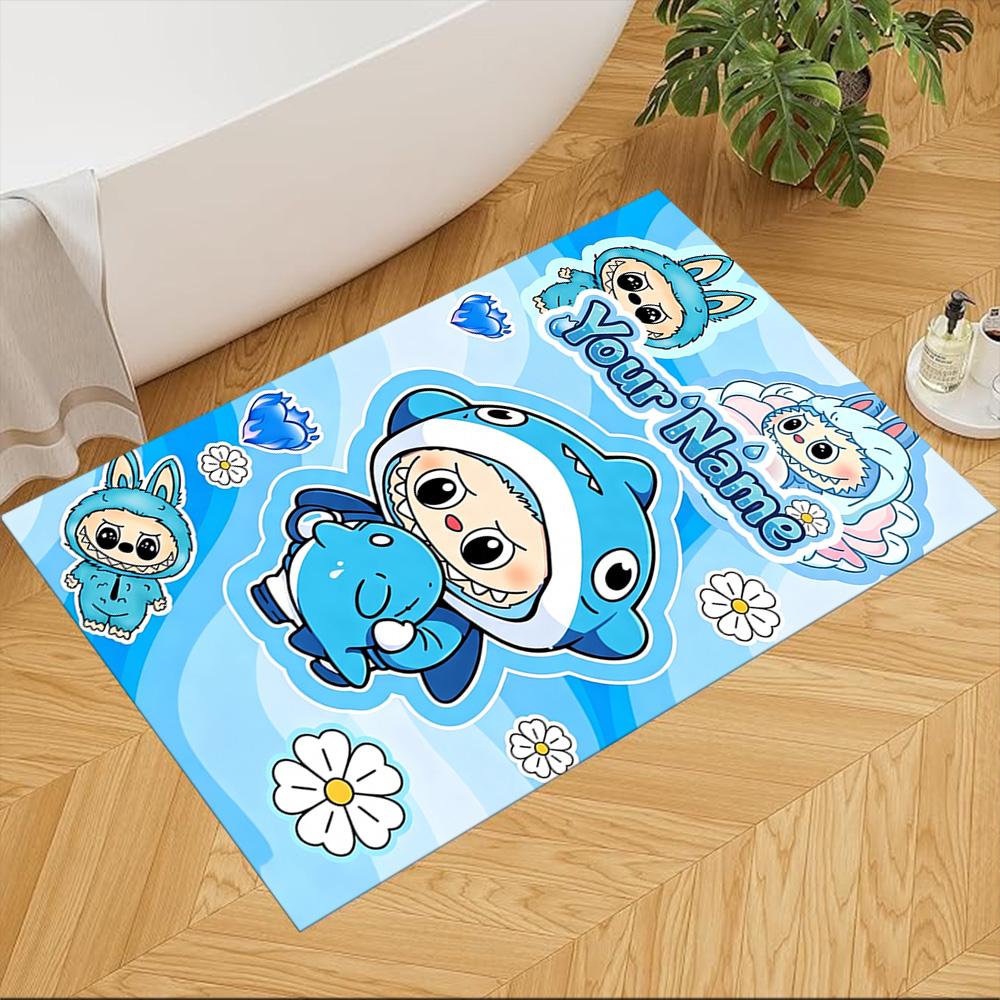 Labubu Customizable Name Area Rug Design for Balcony Playrooms Living Rooms Study room Anti-slip Rug Decorate Offices Perfect Gift for Friends & Famil