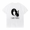 Cat Shadow I Hate People Middle Finger Funny TShirt Unisex Short Sleeve Sarcastic Gift Tee Summer Breathable Crew Neck Tshirt