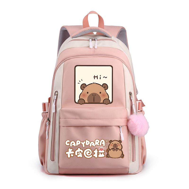 Trendy kapibara creative cartoon printing cute emoji bag for primary and secondary school students to reduce the burden of spine protection schoolbag