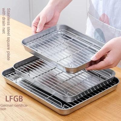 Rejilla de malla para barbacoa de kebab al vapor de alambre 304, rejilla de malla para parrilla de barbacoa, bandeja de almacenamiento de acero inoxidable al carbono con platos cuadrados profundos para cafetería