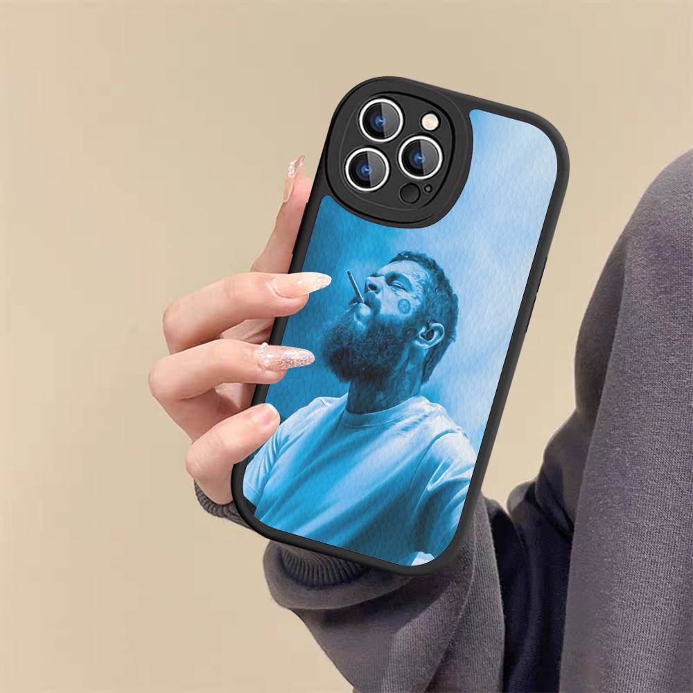 P-post M-Malones singer For iPhone 16 15 14 16E 13 12 11 Pro Max Plus Phone Leather Case