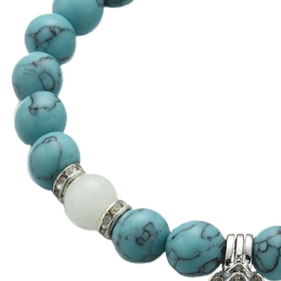 Women Bracelet Faux Turquoises Luminous Floral Jewelry Elastic Beads Bangle Jewellery Gift
