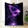 Glowing Purple Fairy Wings Patterned Flannel Blanket Perfect for the Bedroom Living Room, Sofa, or a Little Nap