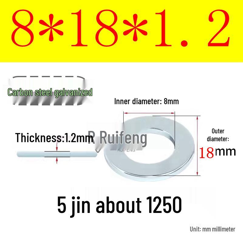 Galvanized Iron Flat and Square Washer Set - Thick, Enlarged, Extra Large, and Special Shapes