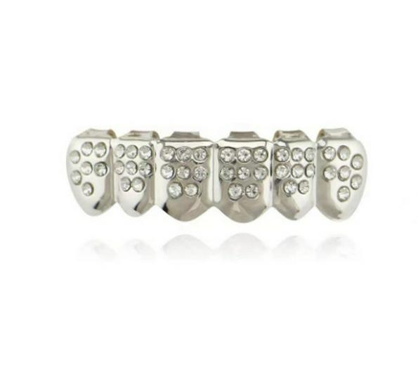 Grillz de Diamante Banhado a Ouro Decoração Hip-Hop com Baralho de Cartas Transfronteiriço