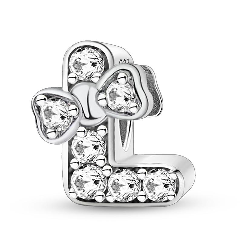 Copper Butterfly Knot Letter Series Zircon Charms Bead Fit Original Pan Bracelet Bangle Diy Jewelry For Women Gift