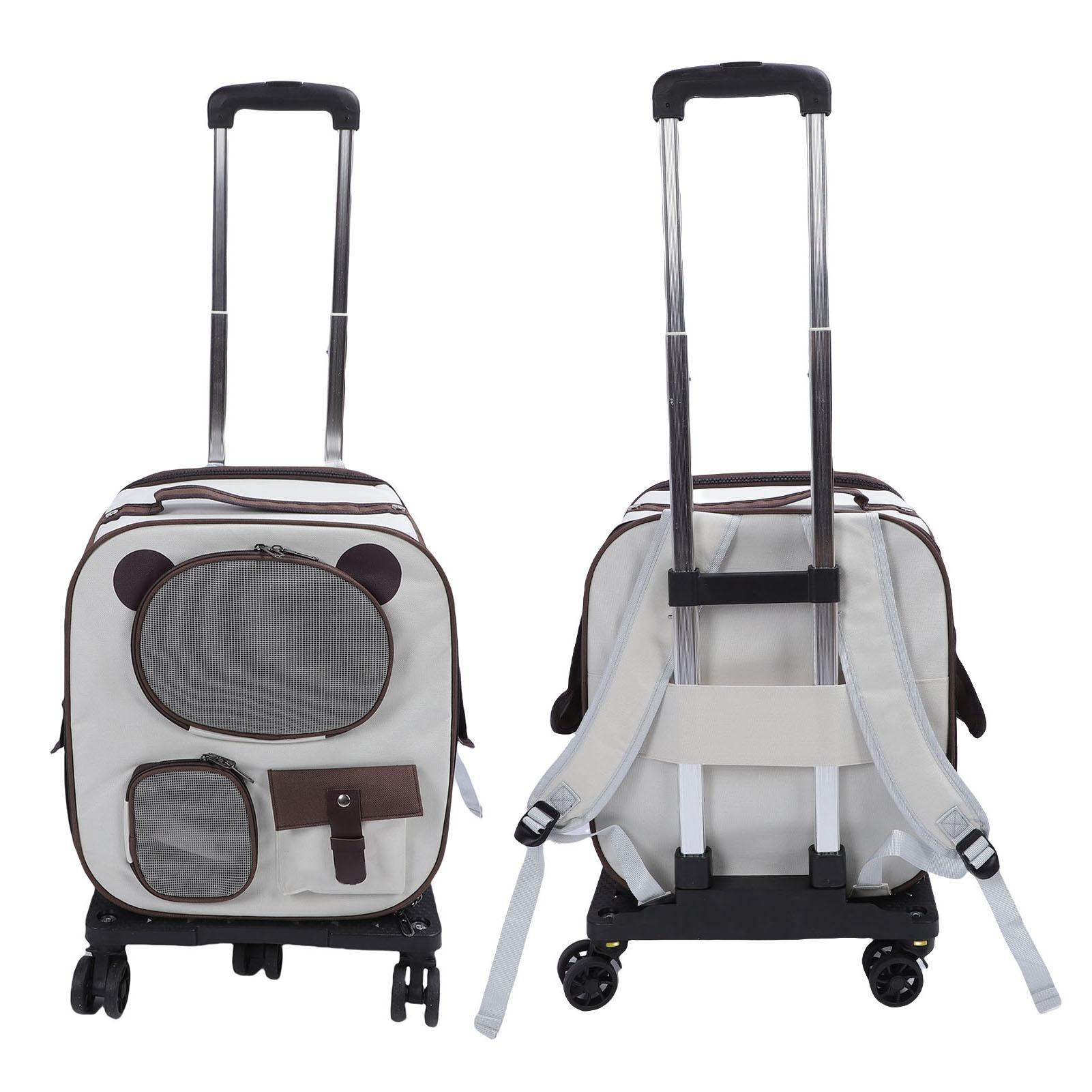 

Pet Carrier Backpack with Wheels 2 in 1 Breathable Window Large Capacity Portable Rolling Cat Dog Carrier Bag for Travel