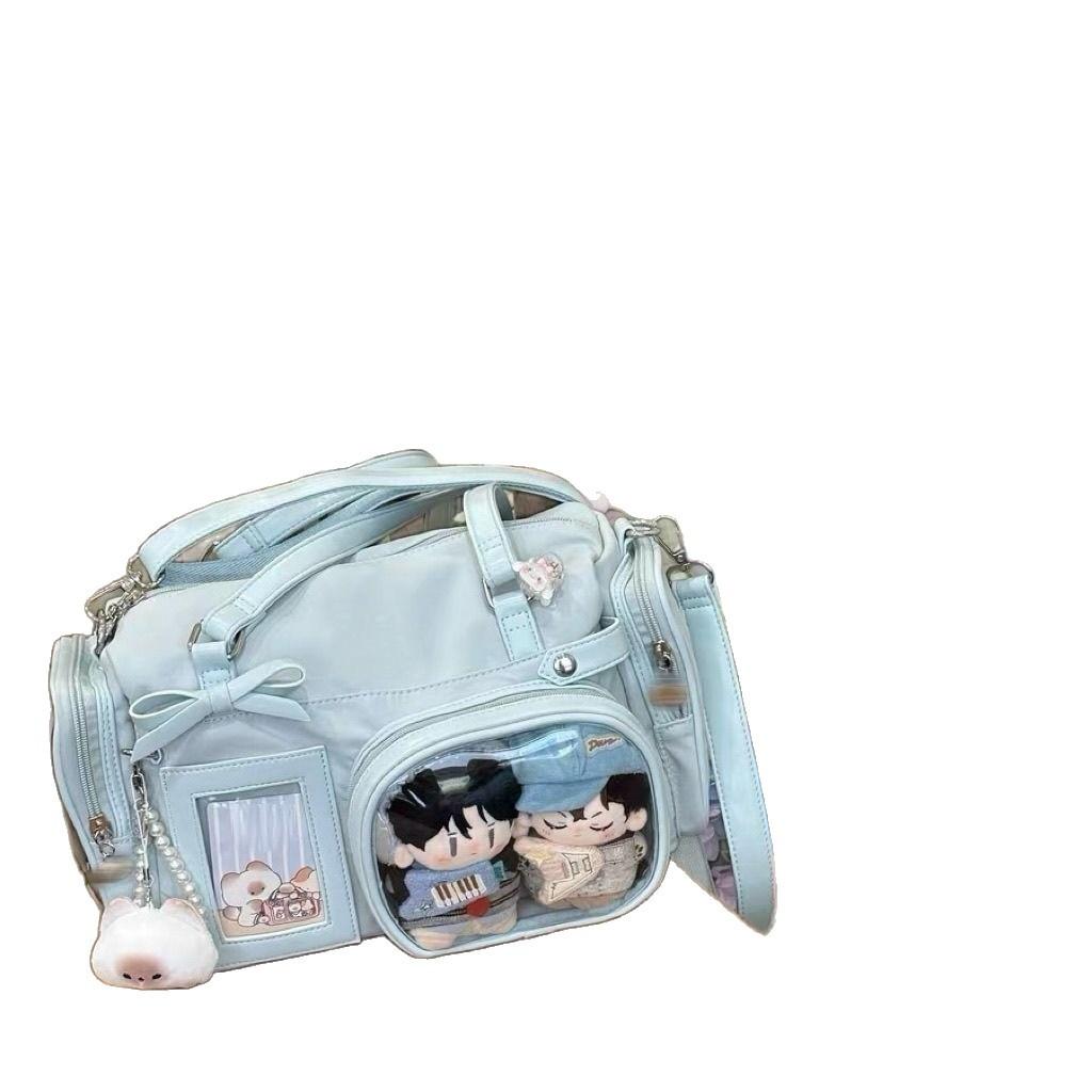 Original two-dimensional baby bag, girls' transparent tote bag, commuting large-capacity shoulder messenger bag, Boston pain bag tide