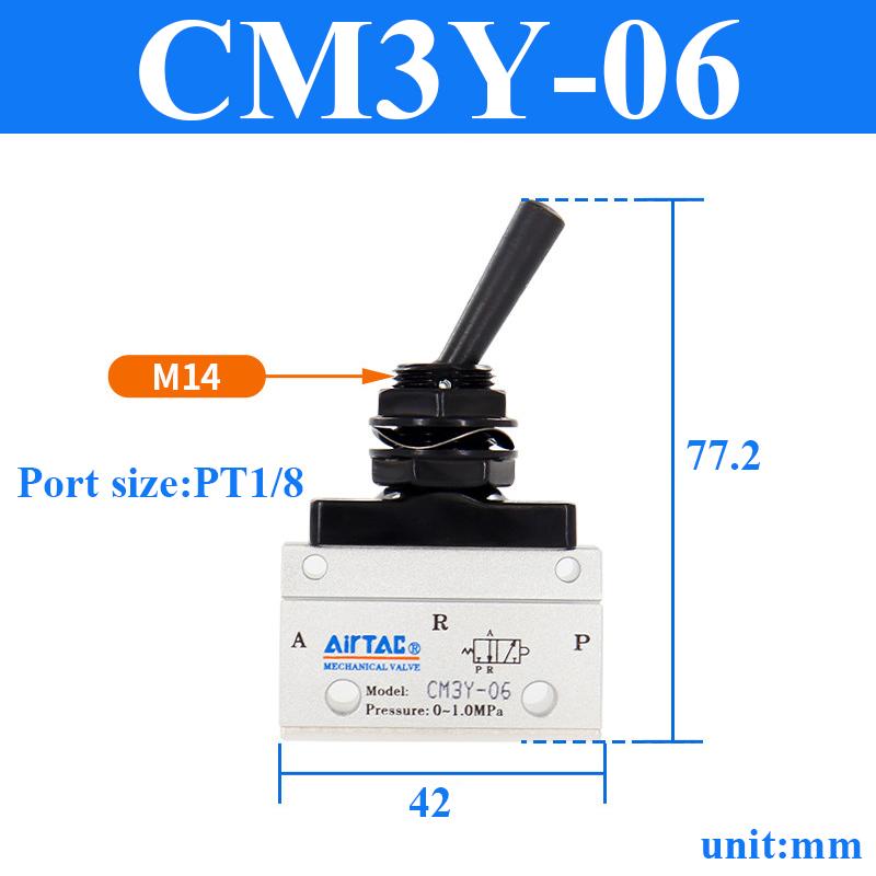AirTAC CM3V05 CM3V06 CM3V08 CM3Y05 CM3Y06 CM3Y08 3/2 Way Vertical Lever Type Air Pneumatic External Control Mechanical Valve