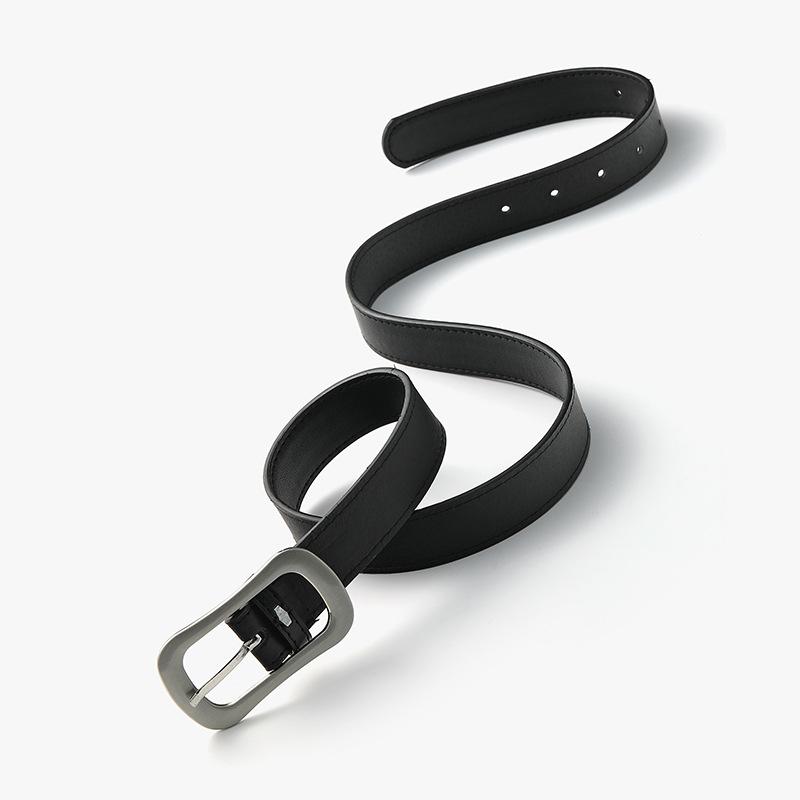 Retro Fashionable Black Pu Leather Belt For Women Featuring Stylish Buckle Japanese