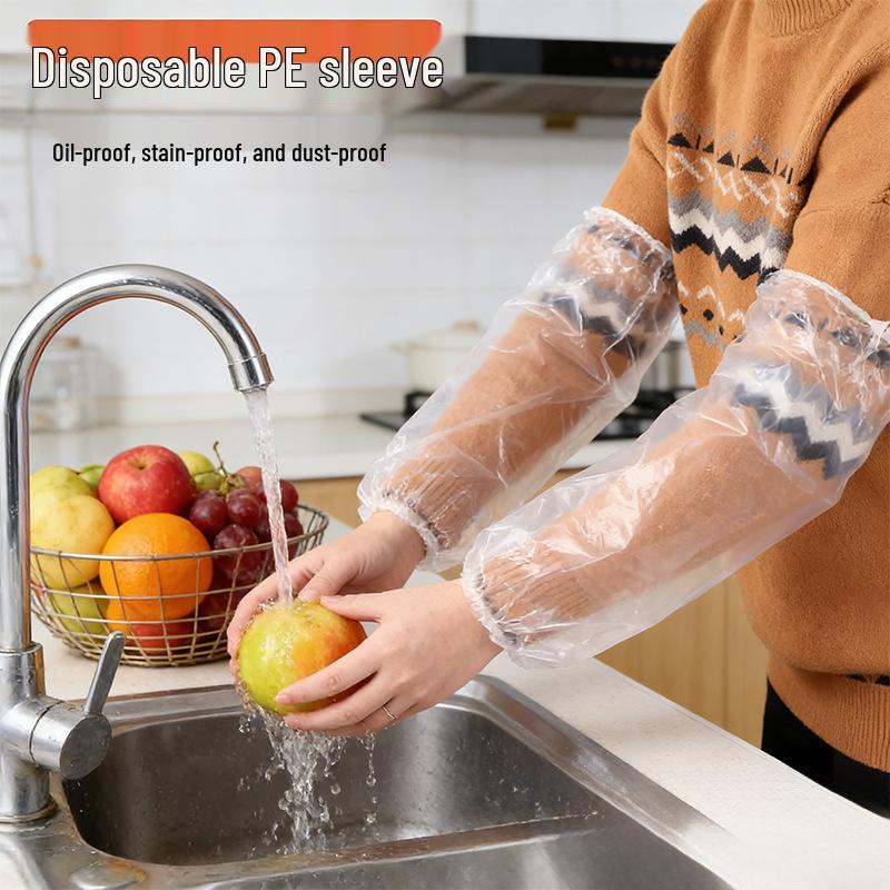 100pcs Thick Transparent Waterproof Disposable Oversleeves for Kitchen and Household Use