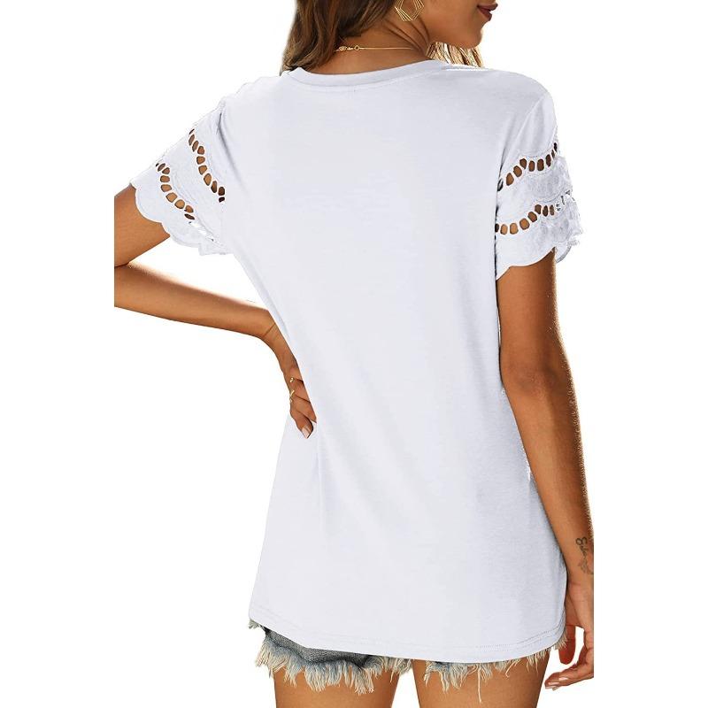 YYFS Dámská móda Ležérní Léto Jaro Jednobarevné halenky a košile s krátkým rukávem a výstřihem do O