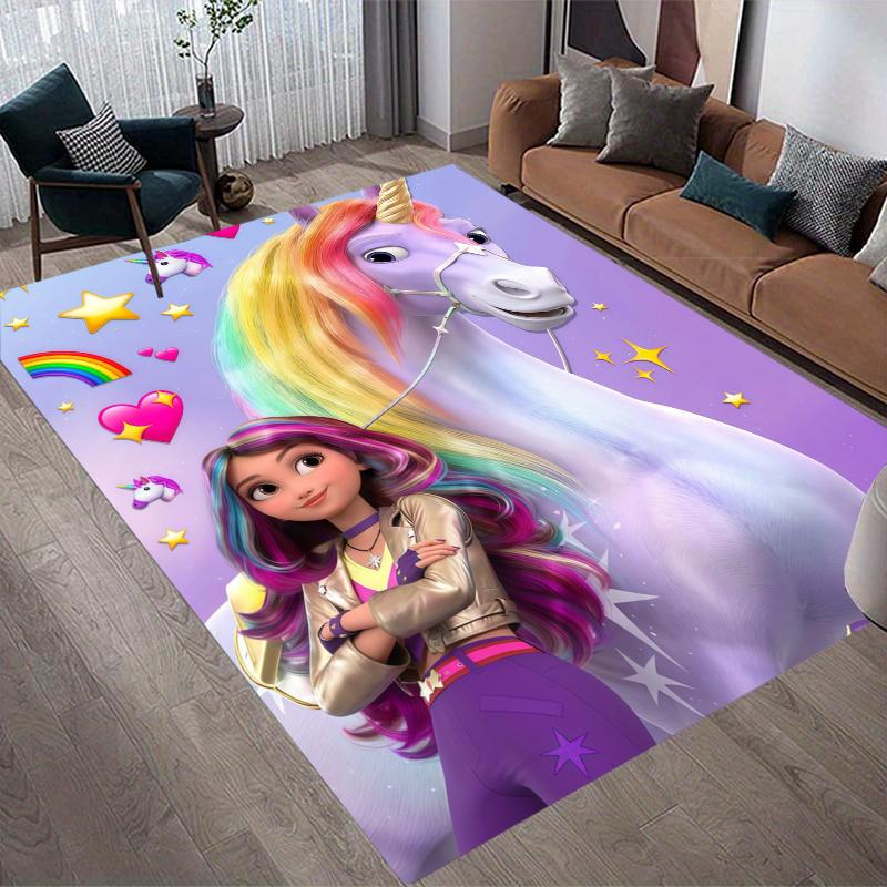 Unicorn Academy Home Sofa Decoration for Living Room & Bedroom, Non‑Slip Play Flannel Floor Mat for Game Room
